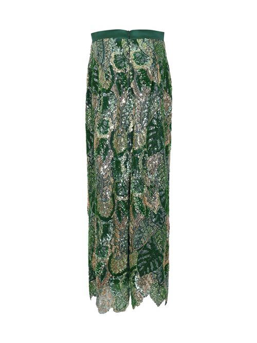 Gonna lunga in pizzo con ricamo paillettes e perline GIANNI MOLARO | G2137VERDE